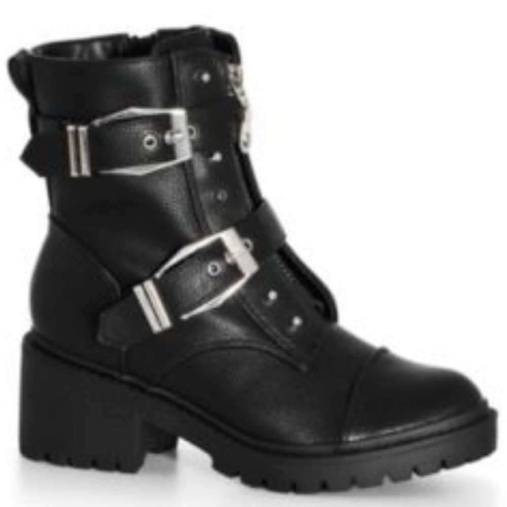 CITY CHIC Women's Raven Ankle Boots with Silver Buckles Size 12.5